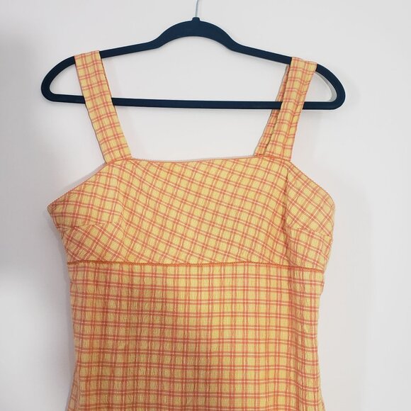 Niki-Lee California 90s Y2K Plaid‎ Sundress Size 7 Summer Festival Party Yellow - Picture 2 of 6